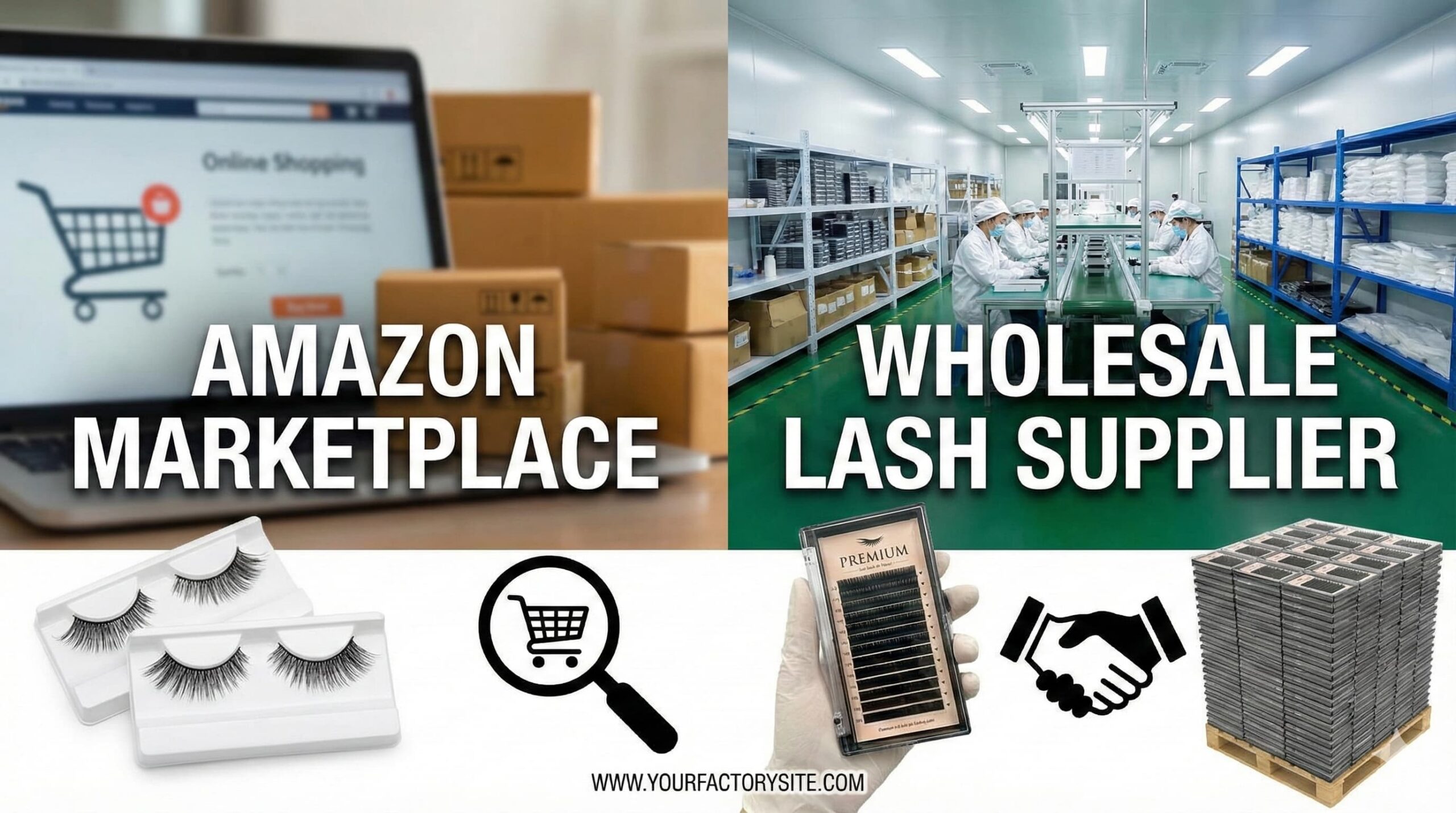 Amazon vs wholesale lash supplier comparison chart for price consistency lead time and private label sourcing