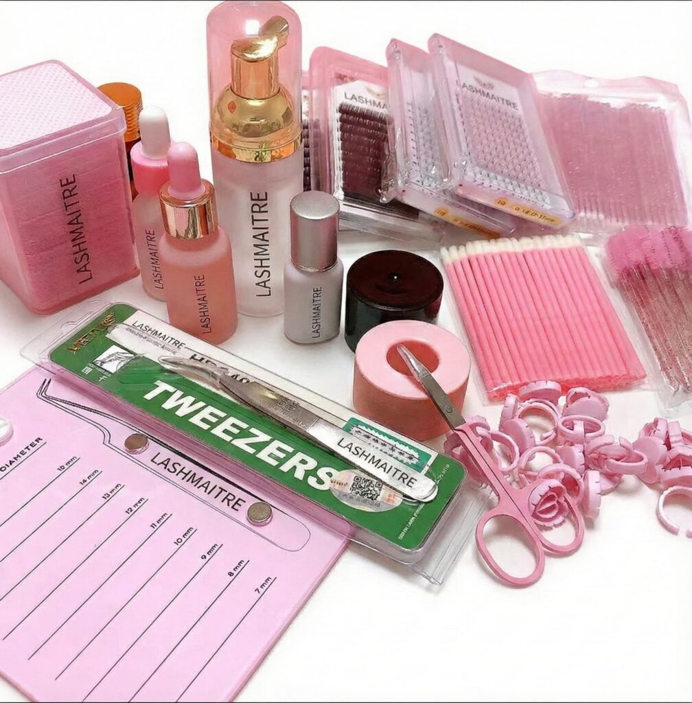 Lash extension tools from LASHMAITRE, professional tweezers and accessories for lash application

