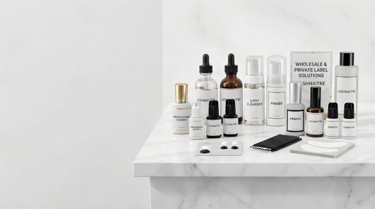Lash extension glue and liquids set including fast-drying eyelash extension adhesive, primer, foam lash cleanser and remover for wholesale private label OEM