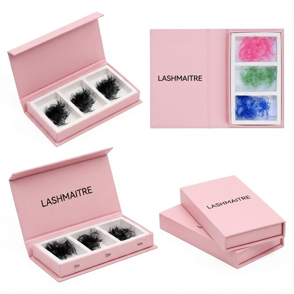  Loose premade fans wholesale shown in bulk for flexible volume lash styling