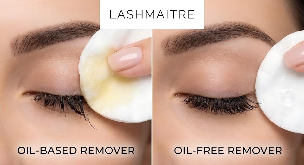 Professional lash artist applying LASHMAITRE brown eyelash extensions to a client, demonstrating the soft, natural alternative to traditional black lashes.