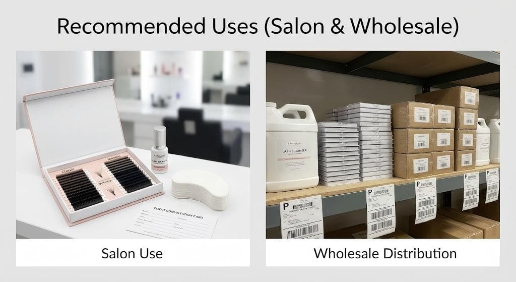 Lashmaitre ellipse flat lashes wholesale flat lash extensions for recommended salon uses including classic lash extension sets, mapping styles, and wholesale supply