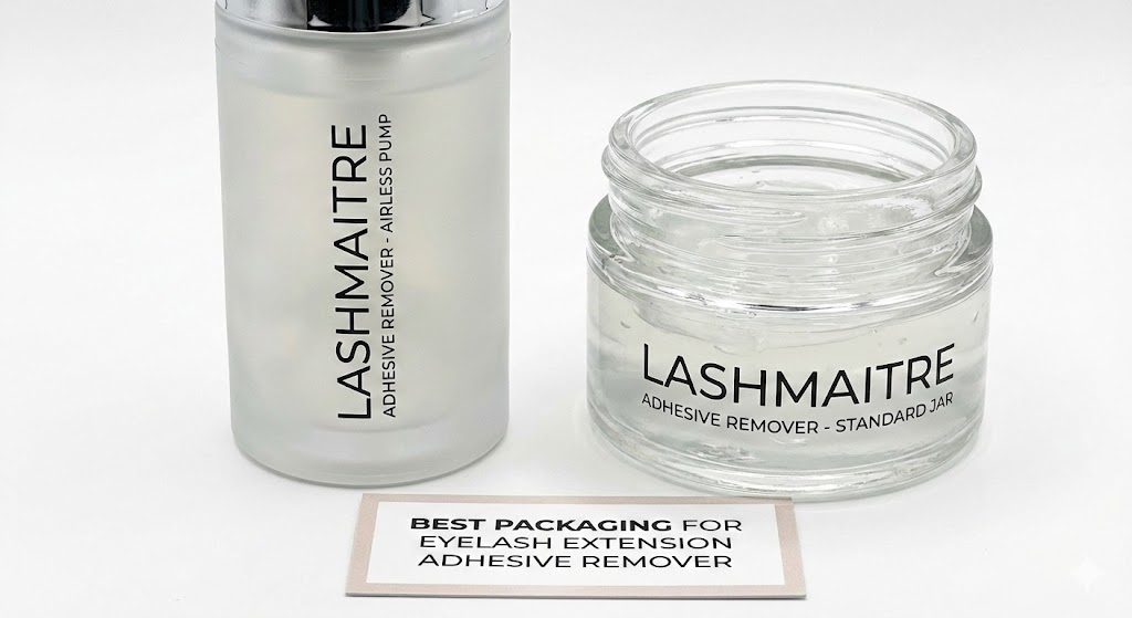 Professional cream eyelash extension remover jar included in wholesale lash removal supplies for salons.