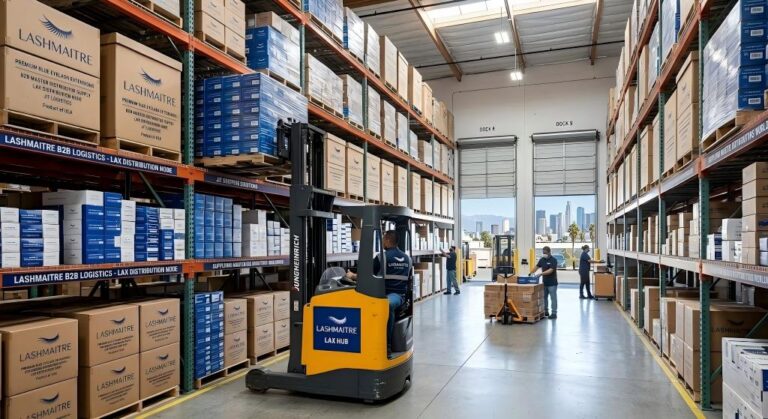 Los Angeles B2B distribution node supplying premium blue eyelash extensions with just in time logistics for master distributors