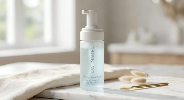 Minimalist private label lash cleanser preventing blepharitis from eyelash extensions for B2B salons