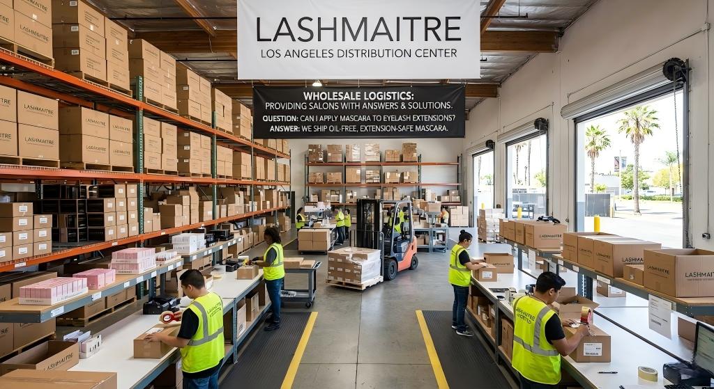 Los Angeles lash distributor wholesale shipping logistics for B2B salons answering can i apply mascara to eyelash extensions