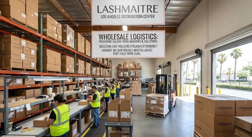 Los Angeles lash distributor wholesale shipping logistics for B2B salons answering can you curl eyelash extensions