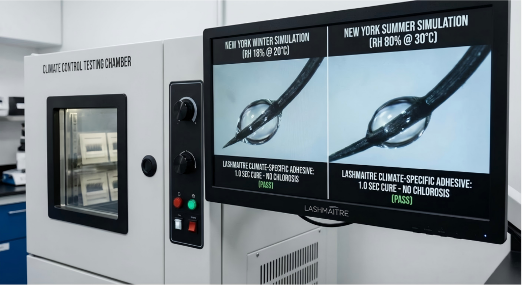 Climate control chamber testing eyelash extension adhesive cyanoacrylate kinetics for eyelash extensions staten island ny