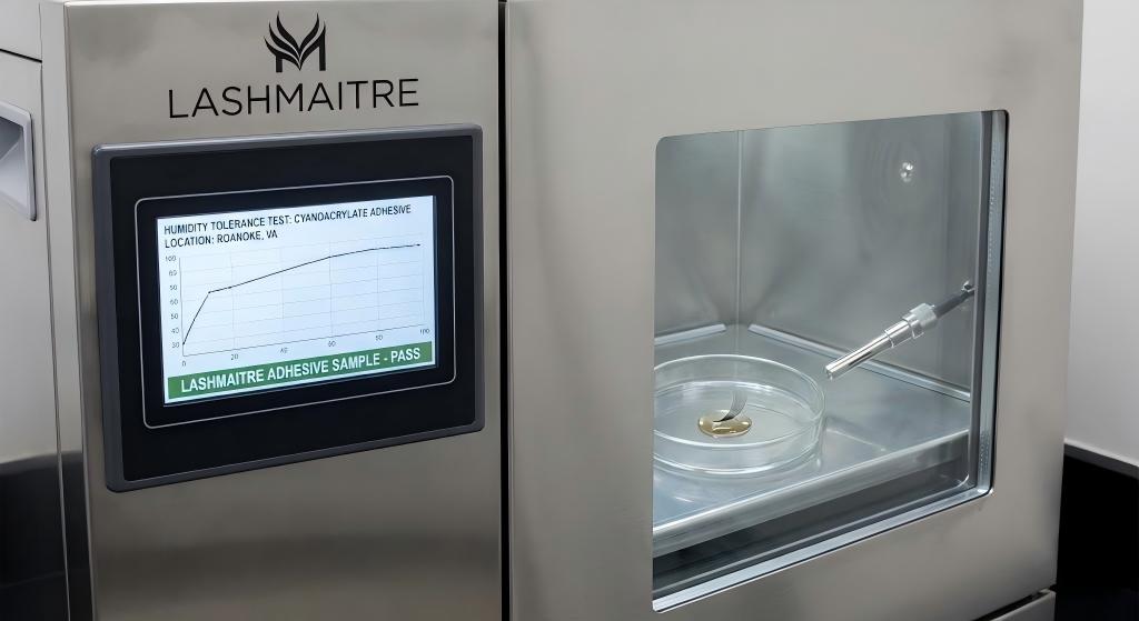 Climate control chamber testing cyanoacrylate adhesive humidity tolerance for eyelash extensions roanoke va