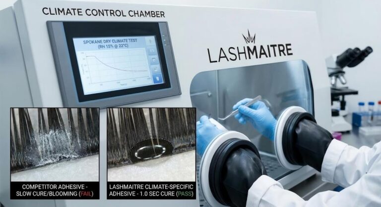 Climate control chamber testing eyelash extension adhesive cyanoacrylate kinetics for eyelash extensions spokane