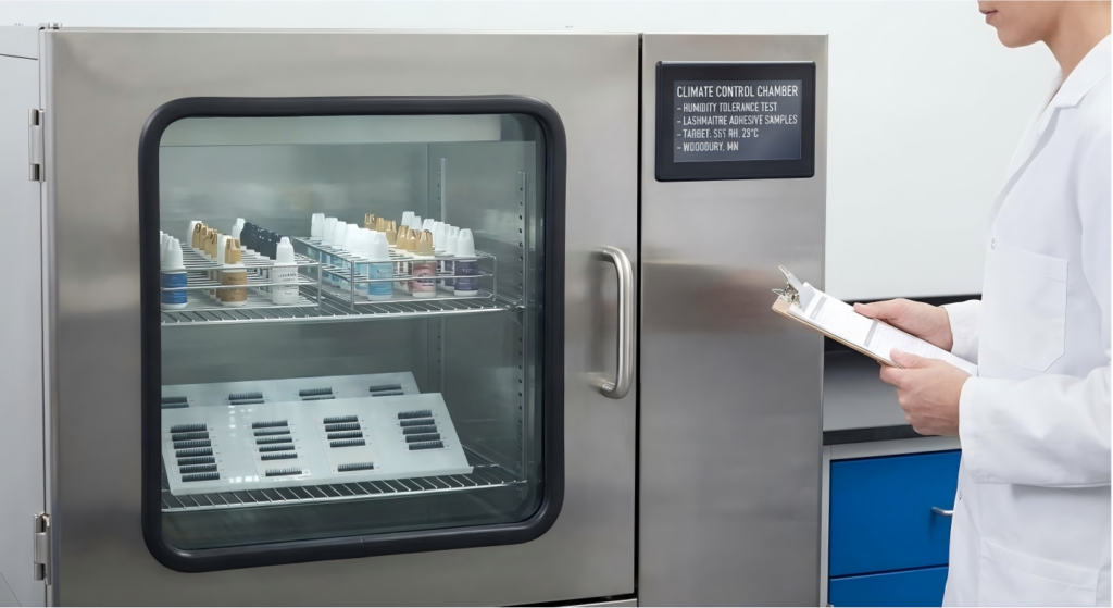 Climate control chamber testing eyelash extension adhesive humidity tolerance for eyelash extensions woodbury mn