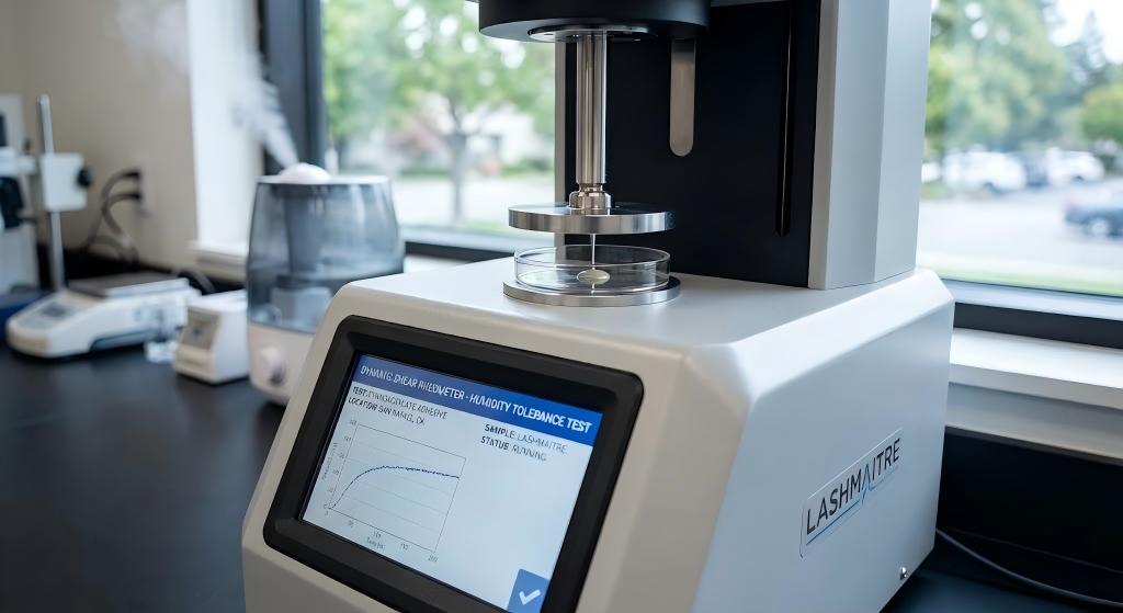 Dynamic shear rheometer testing cyanoacrylate adhesive humidity tolerance for eyelash extensions san rafael ca