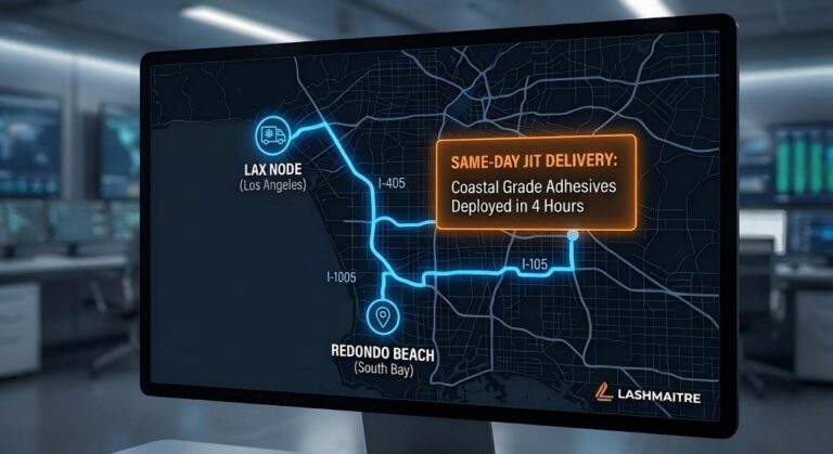 Local Los Angeles B2B same day logistics courier map delivering to salons for eyelash extensions redondo beach