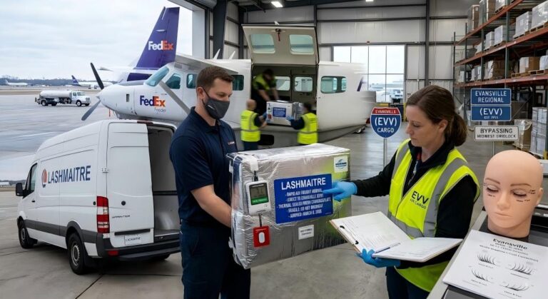 Air cargo logistics bypassing midwest ground freight for rapid delivery of supplies for eyelash extensions evansville indiana
