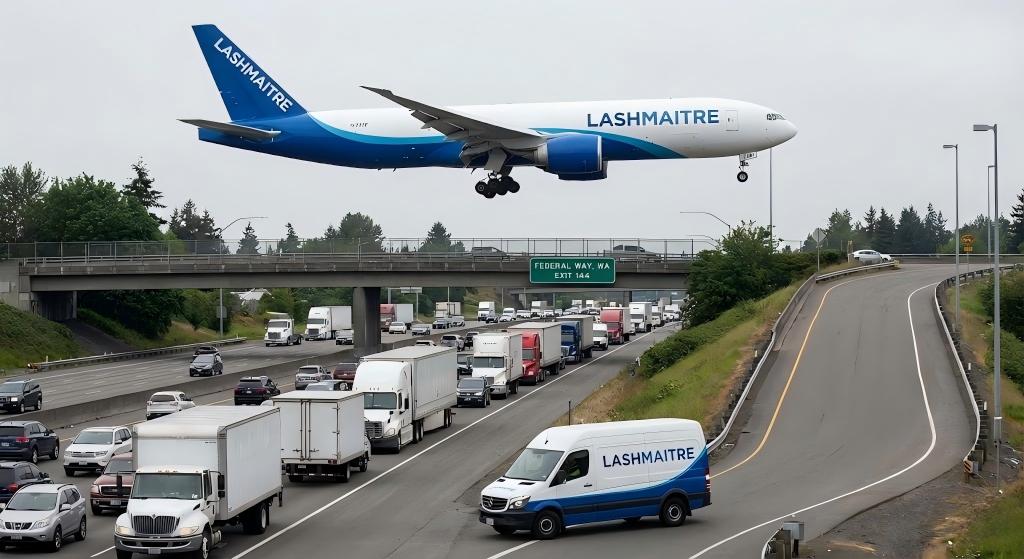 Air cargo logistics bypassing ground traffic for rapid delivery of supplies for eyelash extensions federal way