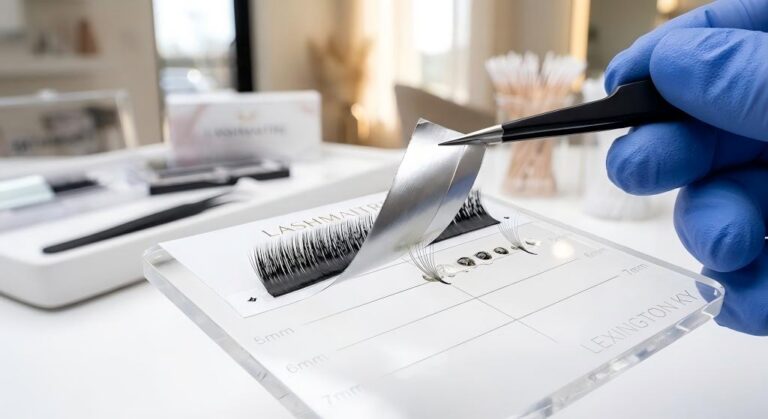 Macro photography of foil backed tape strip preventing resin residue for eyelash extensions lexington ky