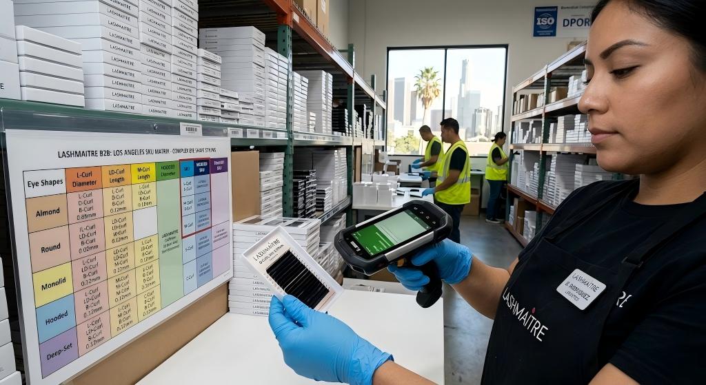 Los Angeles B2B logistics node scanning niche SKU matrix required for styling complex eyelash extensions eye shapes