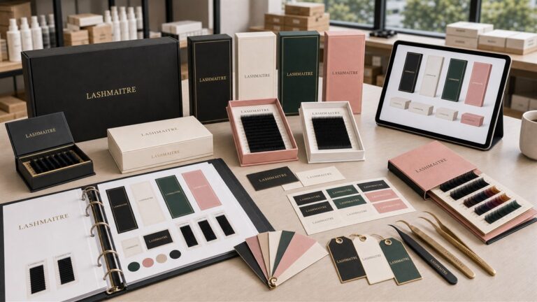 LASHMAITRE lash brand launch checklist with branded trays packaging samples supplier files and approval records