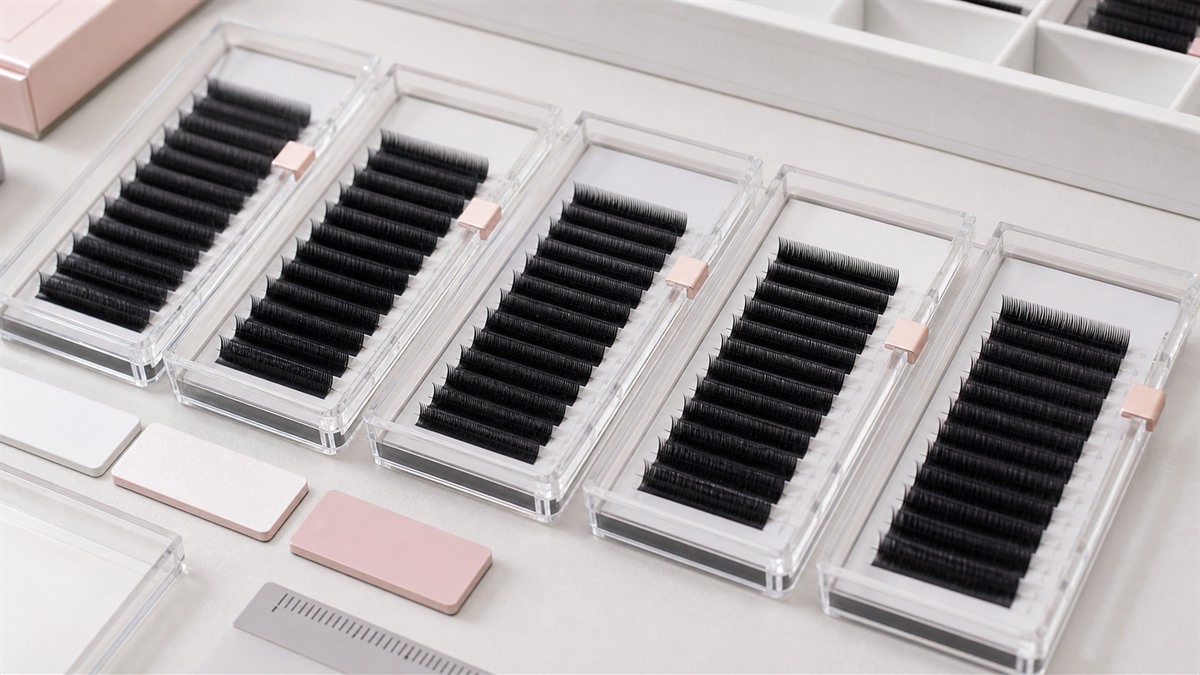 Controlled comparison of eyelash extension curl sample trays