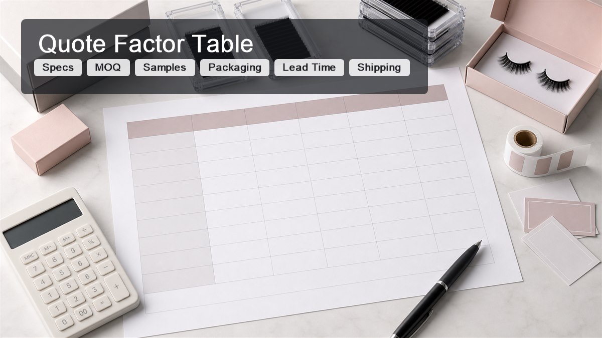 wholesale lash tray quote comparison - Wholesale lash quote factor table covering specs MOQ samples packaging lead time and shipping