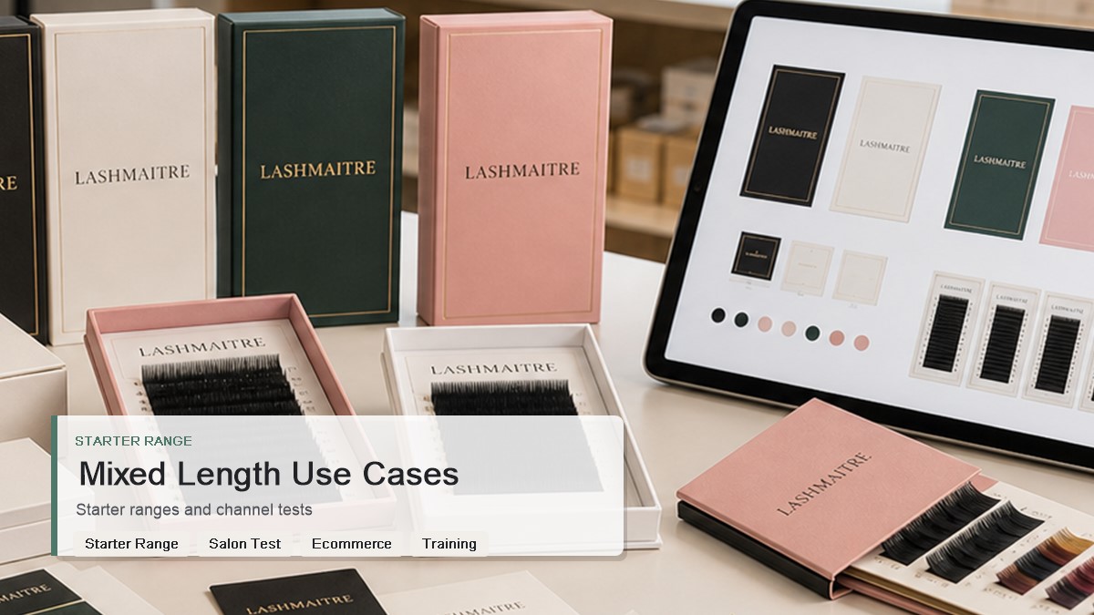 Mixed length lash tray use cases for starter ranges salons and ecommerce brands