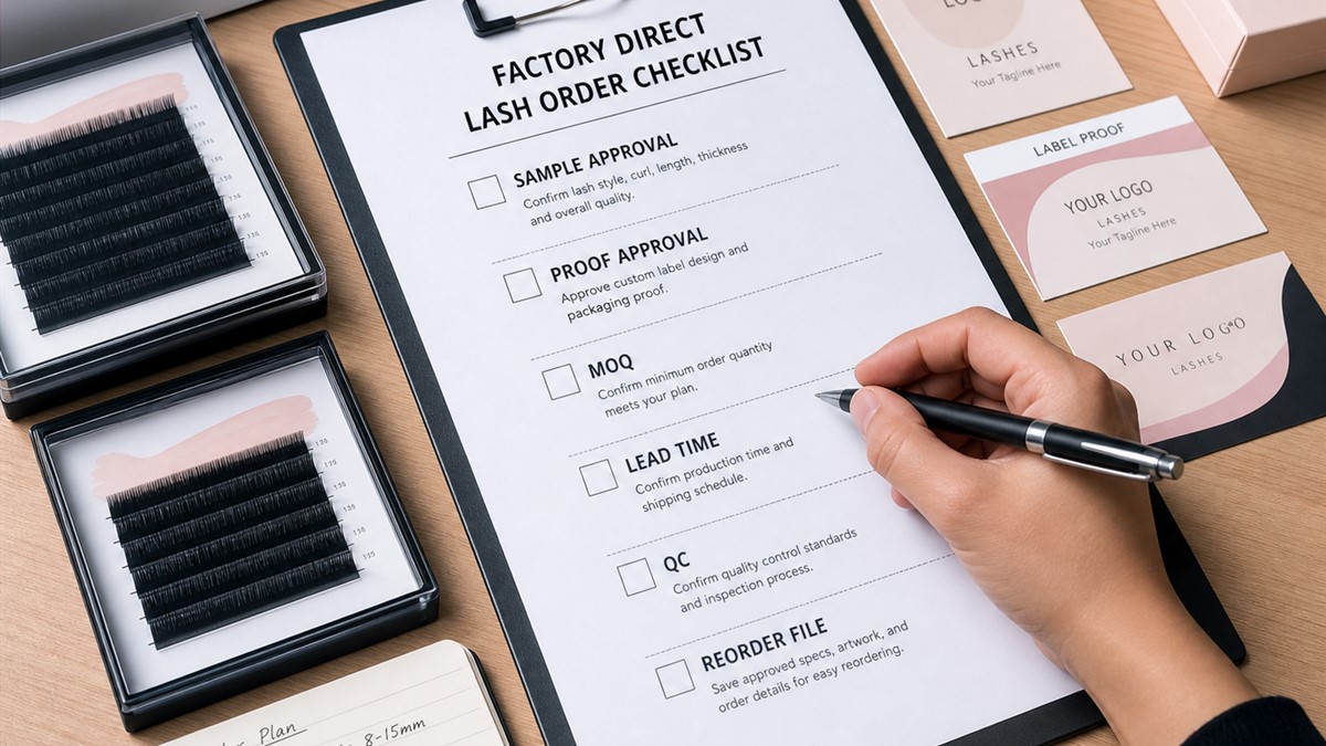 Factory direct lash order checklist with sample approval proof approval MOQ lead time and communication notes
