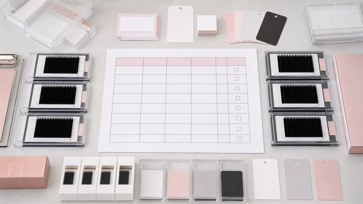 Lash reorder comparison checklist with approved eyelash extension trays