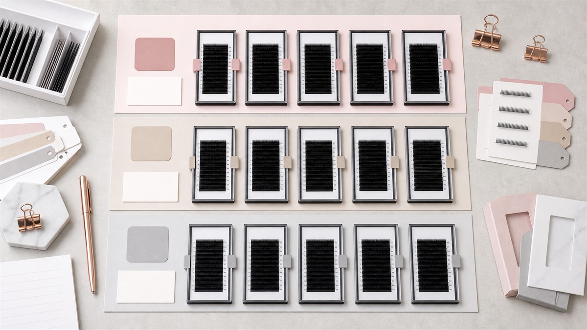 Approved lash curl range map with organized extension trays