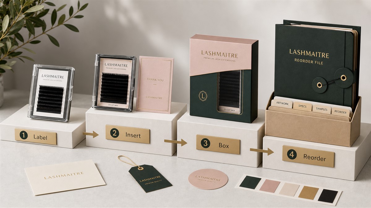 Logo label to custom lash box upgrade path with labels inserts boxes and reorder records