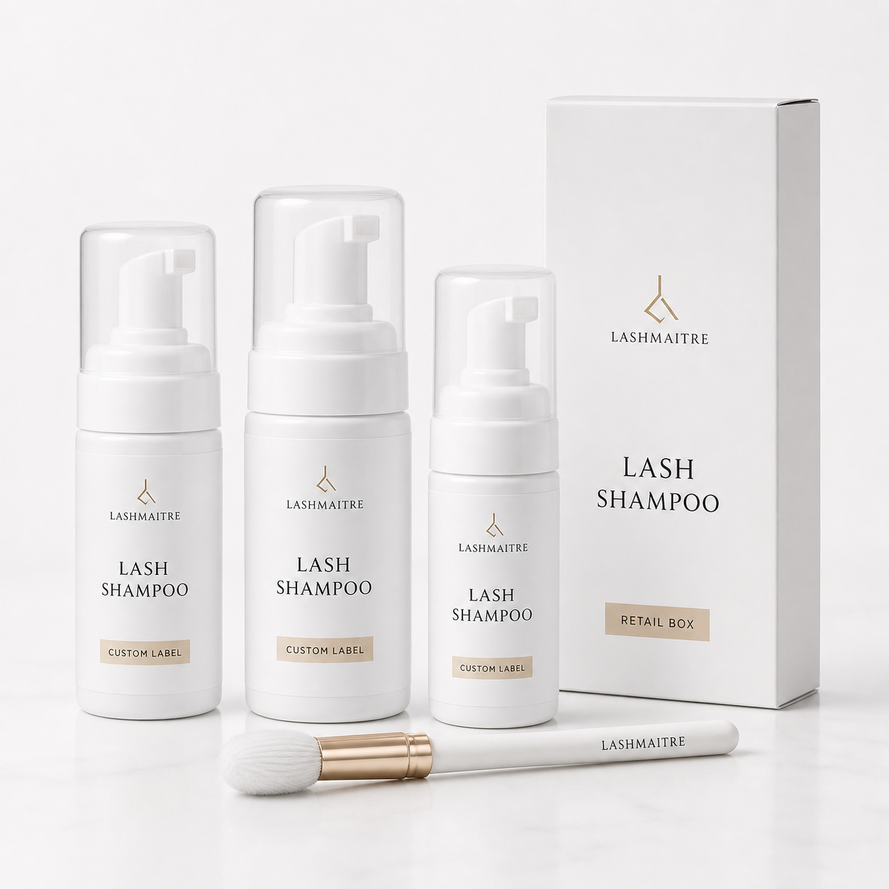 lash shampoo wholesale packaging options with custom label and retail box