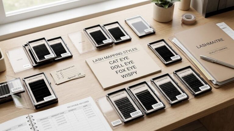 LASHMAITRE lash mapping styles wholesale tray planning with branded sample trays and reorder records