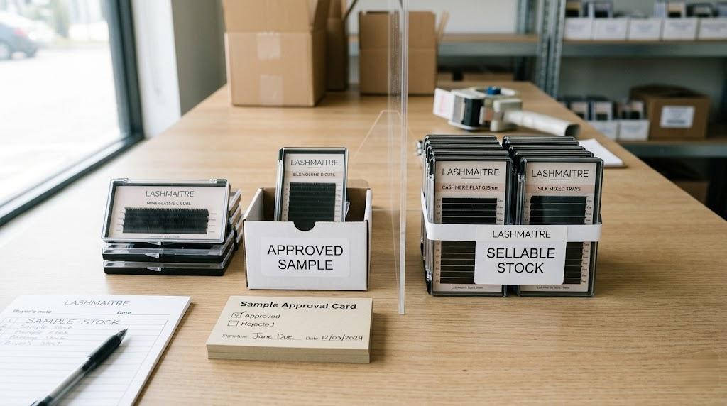 LASHMAITRE approved lash sample stock separated from sellable stock