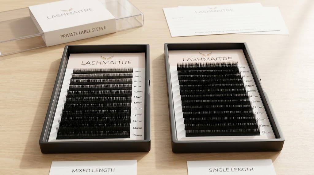 Mixed length and single length lash trays for wholesale buyer planning