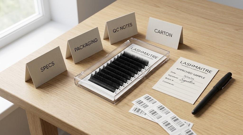 LASHMAITRE sample to bulk approval gates for specs packaging QC notes and carton record