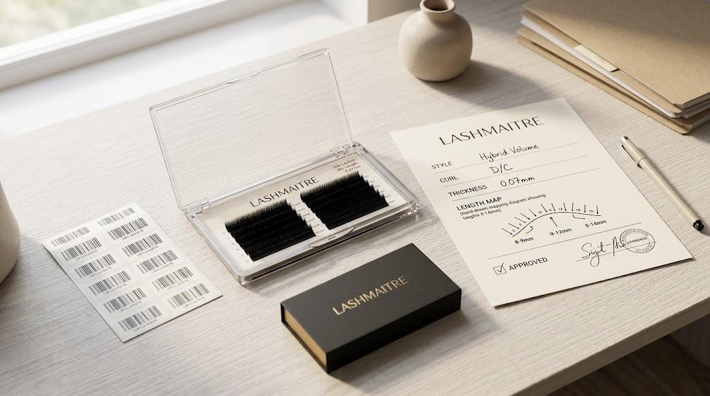 LASHMAITRE lash mapping sample approval record with style curl thickness and length map fields