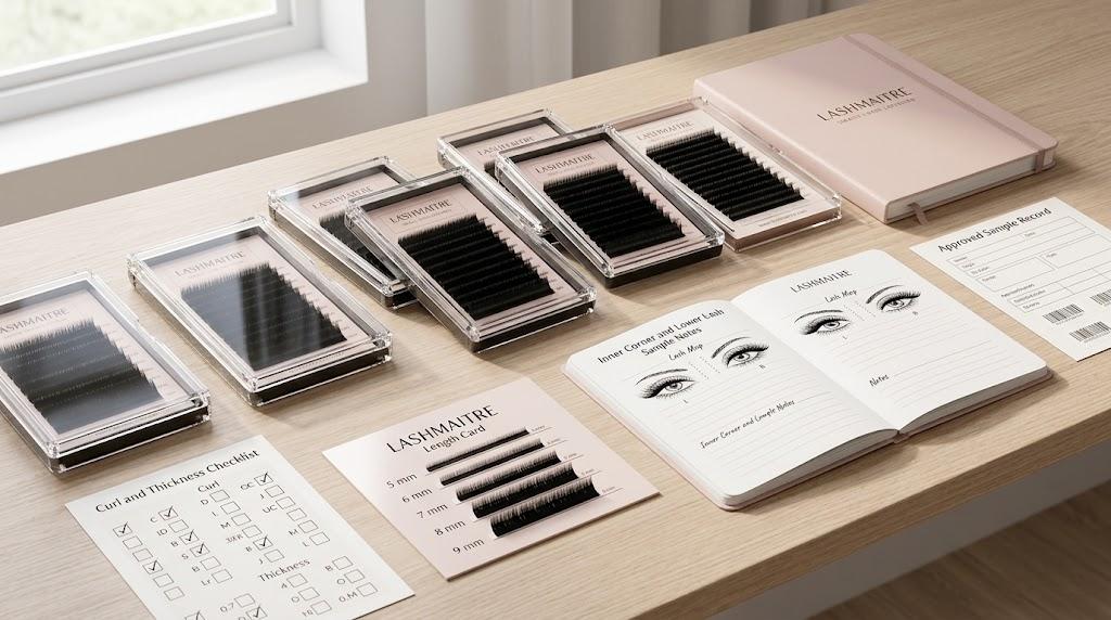 LASHMAITRE lash tray specs with curl thickness length checklist for quote-ready inquiry