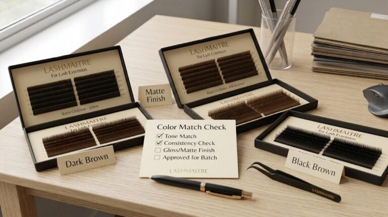 Brown lash extension color match checklist for wholesale sample approval