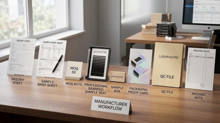 How to work with a lash manufacturer using LASHMAITRE samples MOQ packaging proof and QC records