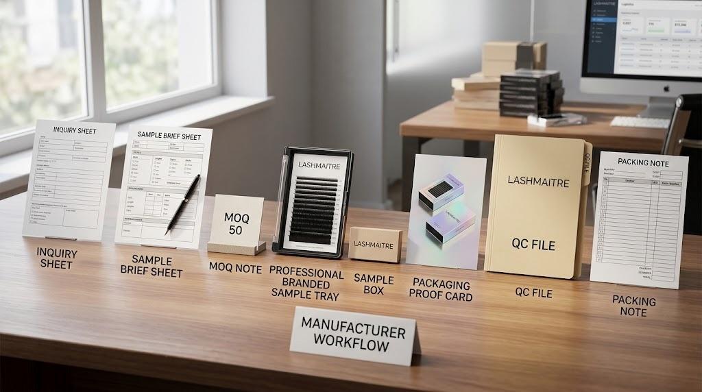 How to work with a lash manufacturer using LASHMAITRE samples MOQ packaging proof and QC records