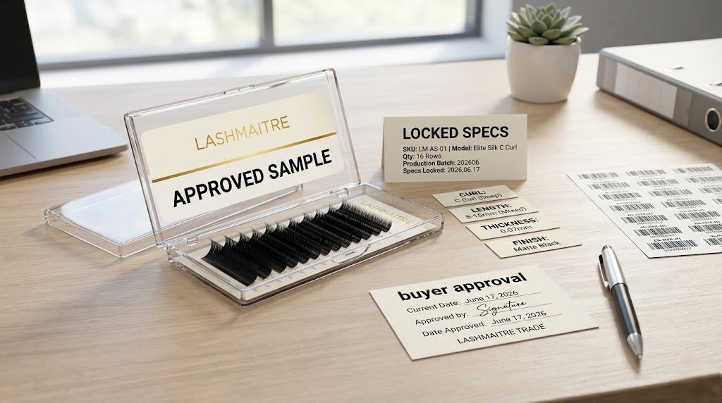 LASHMAITRE approved lash sample with locked specs before bulk order timeline