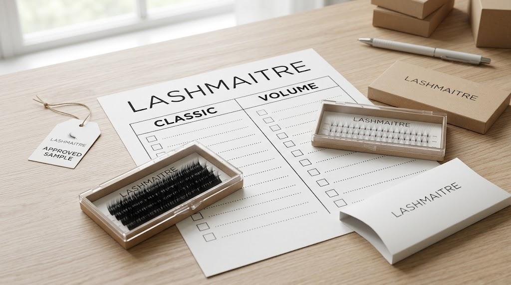 LASHMAITRE classic and volume wholesale sample approval worksheet