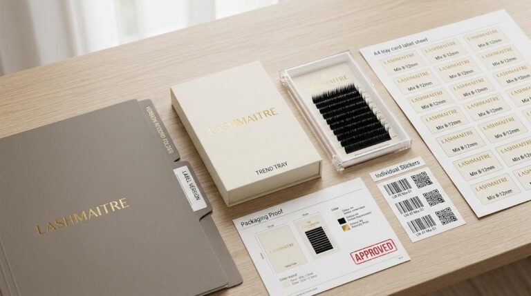 LASHMAITRE anime lash extensions wholesale trend tray packaging proof with label version approved sample and private label tray cards