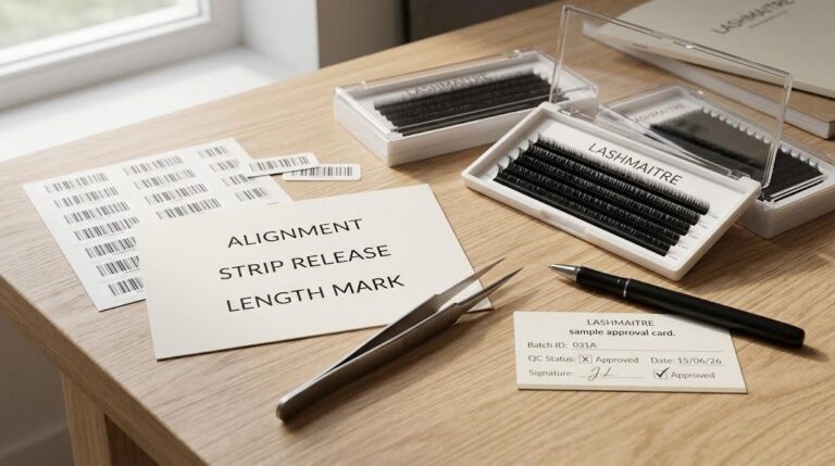 LASHMAITRE lash tray inspection checklist for row alignment strip release and length mark