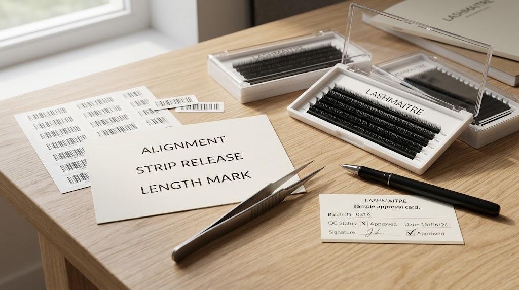 LASHMAITRE lash tray inspection checklist for row alignment strip release and length mark
