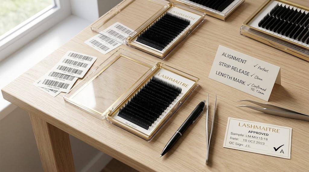 LASHMAITRE lash tray inspection checklist setup checking alignment strip release and length mark