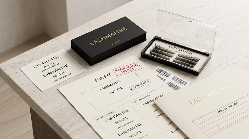 LASHMAITRE private label fox eye lash tray packaging proof with approved label version