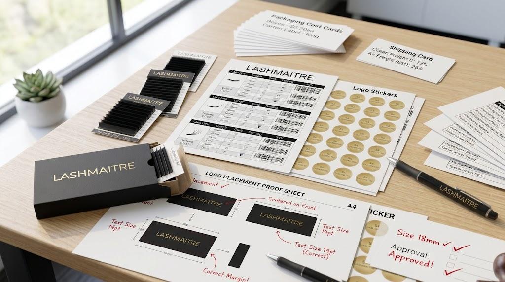 LASHMAITRE private label SKU barcode and tray label checklist