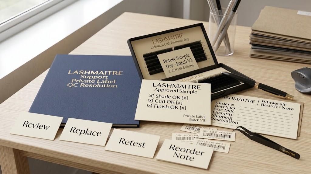 LASHMAITRE lash QC resolution options for replacement retest and reorder notes