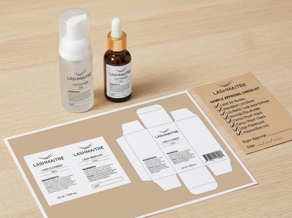 MoCRA cosmetic registration renewal label approval checklist for LASHMAITRE lash cleanser and remover