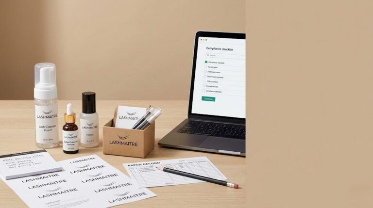 MoCRA cosmetic registration renewal checklist for LASHMAITRE private label lash aftercare buyers